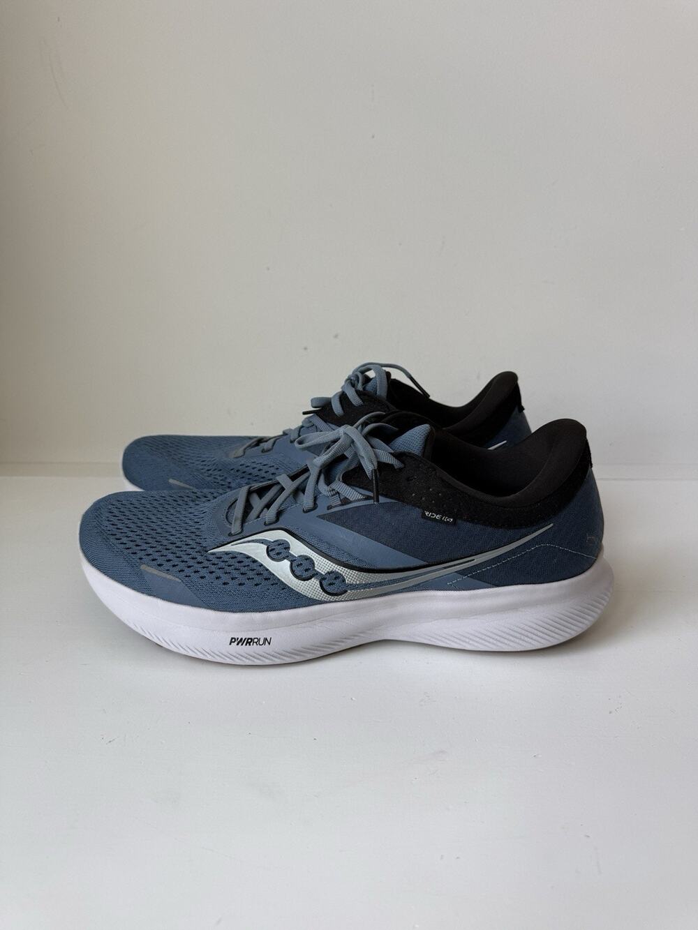 Saucony Ride 16 Shoes Men 12.5 Murk Blue White Running Comfort Trainer Sneakers